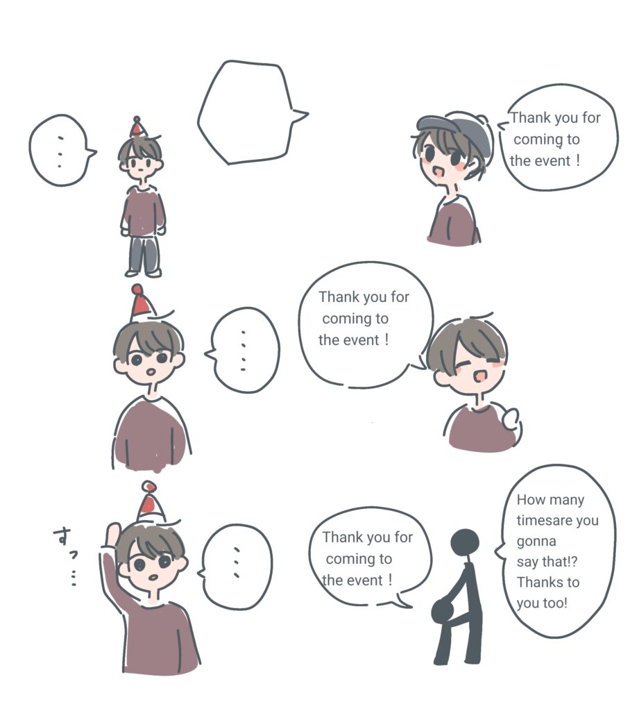 保育園初めてのお楽しみ会育児イラスト・漫画 英語版